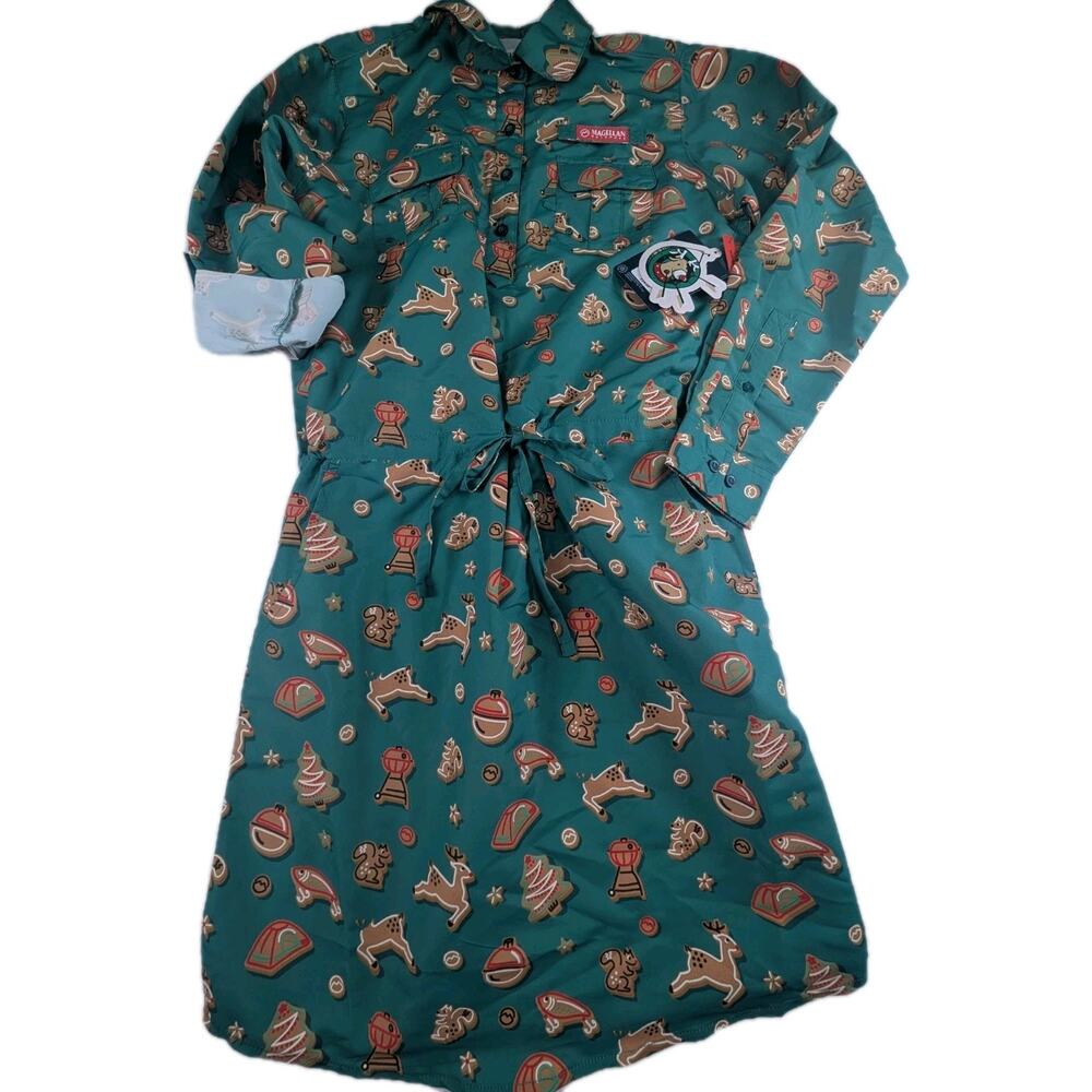 Magellan Womens XS Laguna Holiday Cookie Long Sleeve Christmas Dress NWT